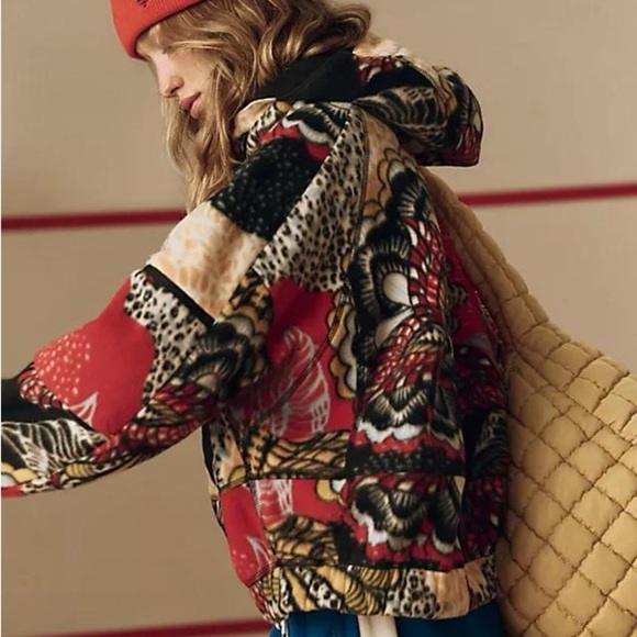 FREE PEOPLE Wild & Free Printed Fleece Pullover in Wildflower Retro Combo XS - Picture 3 of 7